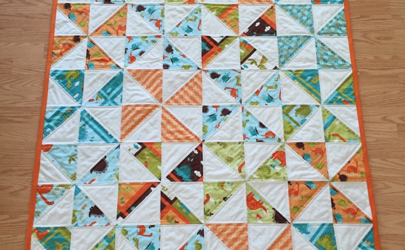 Finished and Sold!! – Dinosaur Pinwheel Quilt